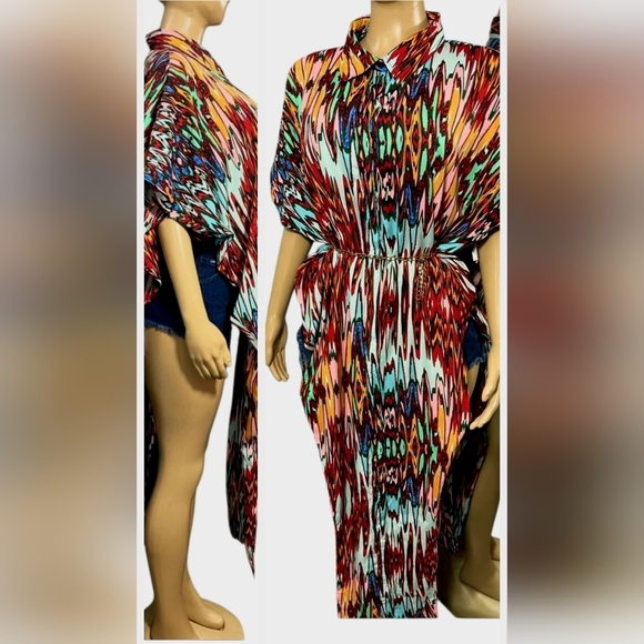 NWT Live 4 Truth Colorful Patterned Plus Kaftan Statement Top - Size 1X - Picture 1 of 8